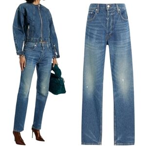 $298 EB DENIM Distressed Baggy Straight Leg Jeans